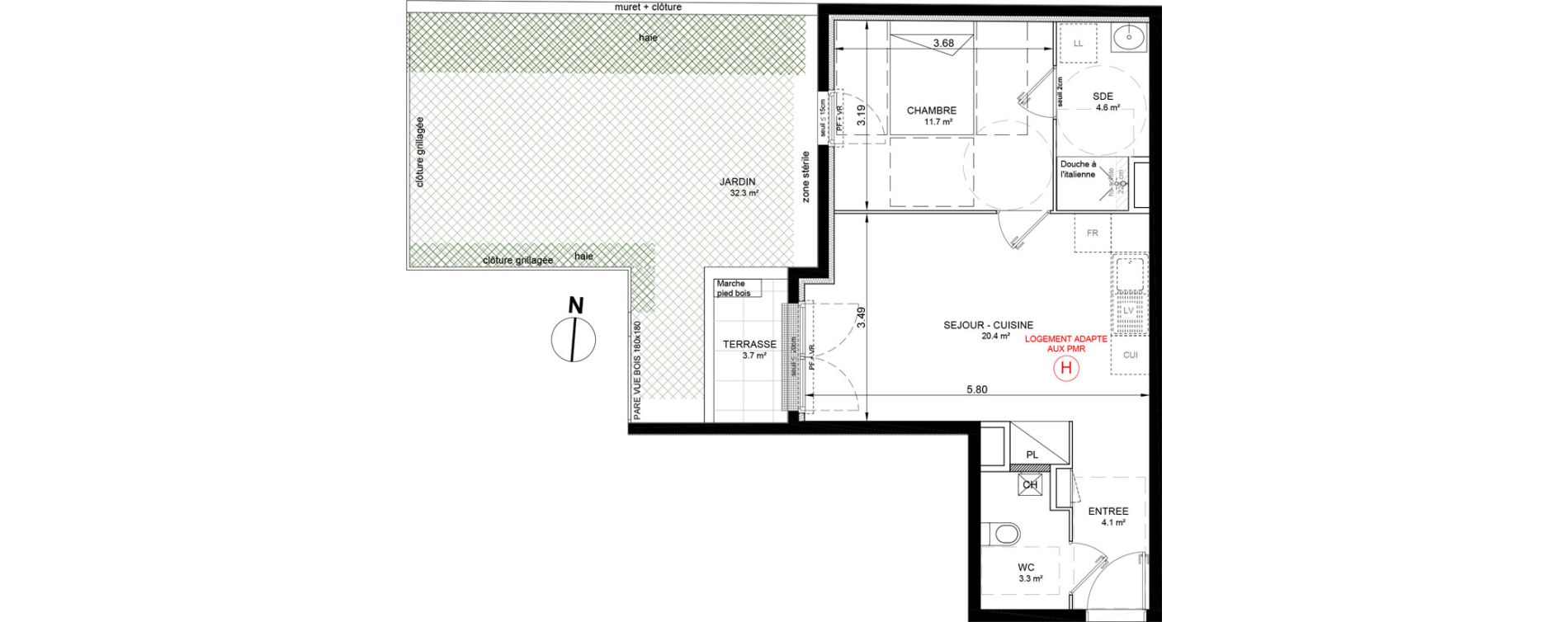 Appartement T2 de 44,00 m2 &agrave; Villeneuve-La-Garenne Port sisley