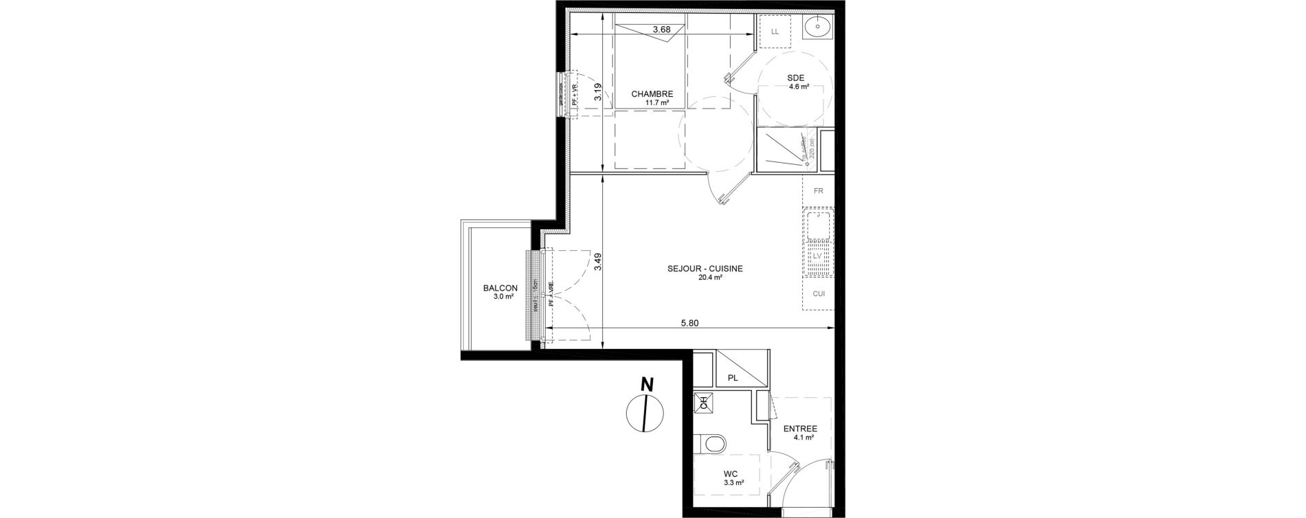 Appartement T2 de 44,10 m2 &agrave; Villeneuve-La-Garenne Port sisley