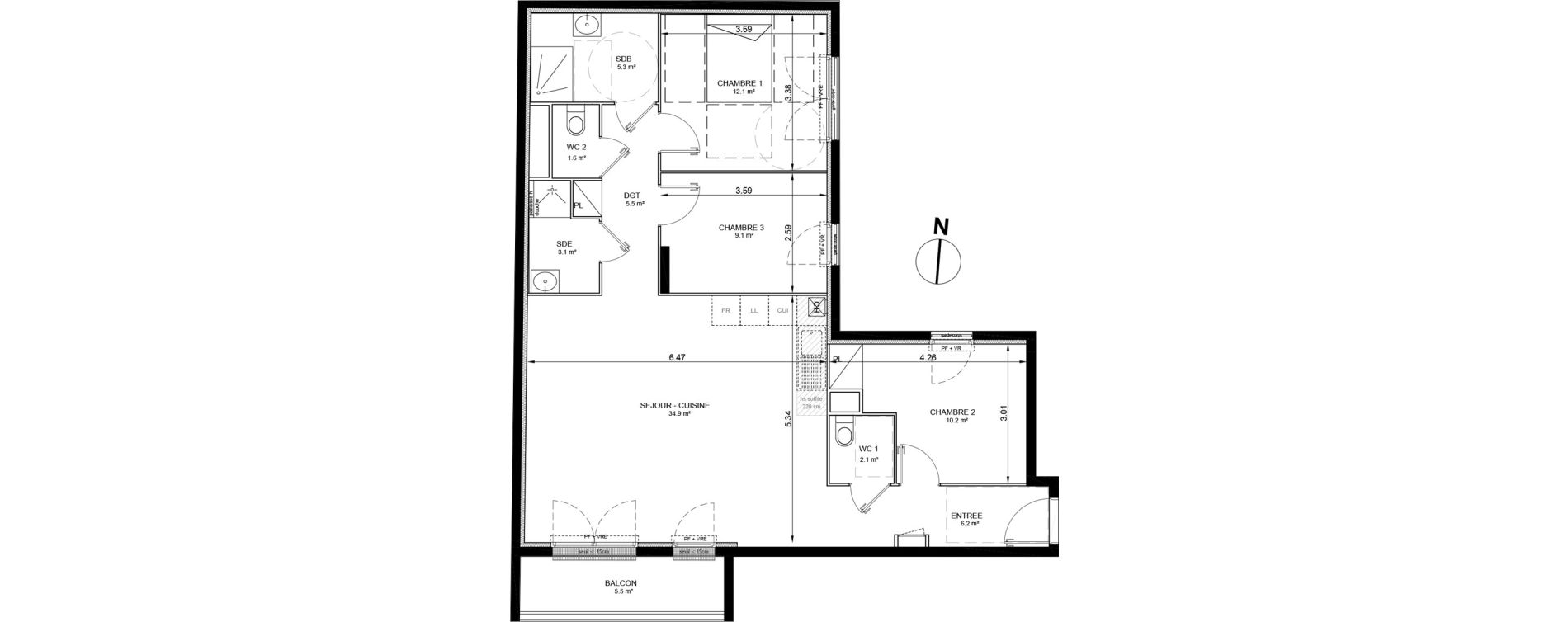 Appartement T4 de 90,10 m2 &agrave; Villeneuve-La-Garenne Port sisley