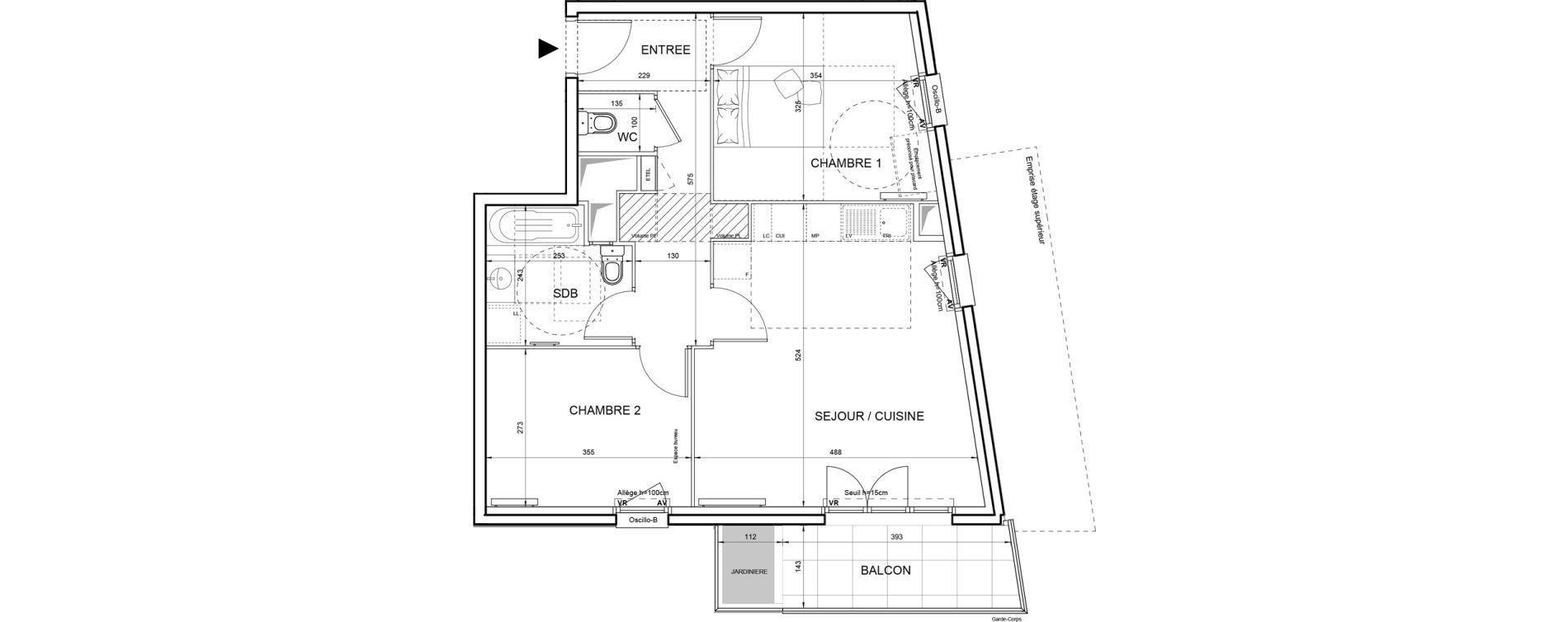 Appartement T3 de 59,71 m2 &agrave; Villeneuve-La-Garenne Boulevard gallieni