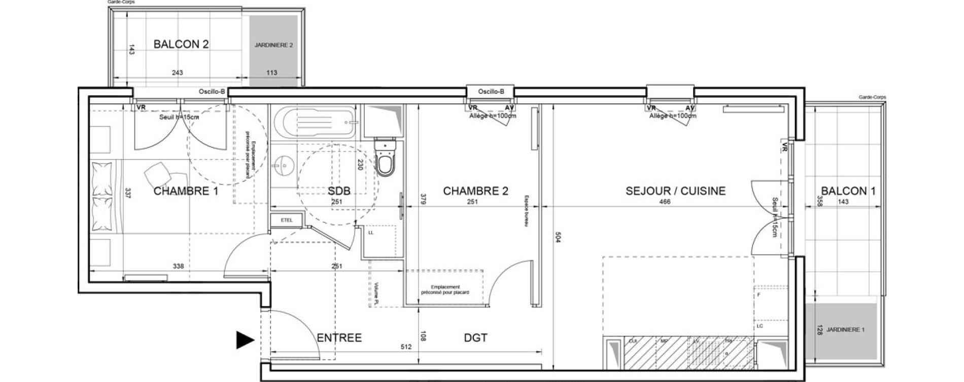 Appartement T3 de 57,97 m2 &agrave; Villeneuve-La-Garenne Boulevard gallieni