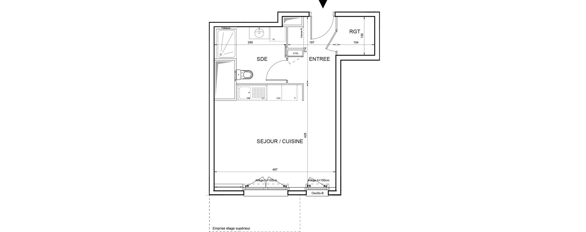 Appartement T1 de 33,62 m2 &agrave; Villeneuve-La-Garenne Boulevard gallieni