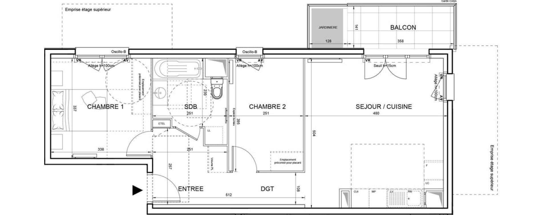 Appartement T3 de 57,97 m2 &agrave; Villeneuve-La-Garenne Boulevard gallieni