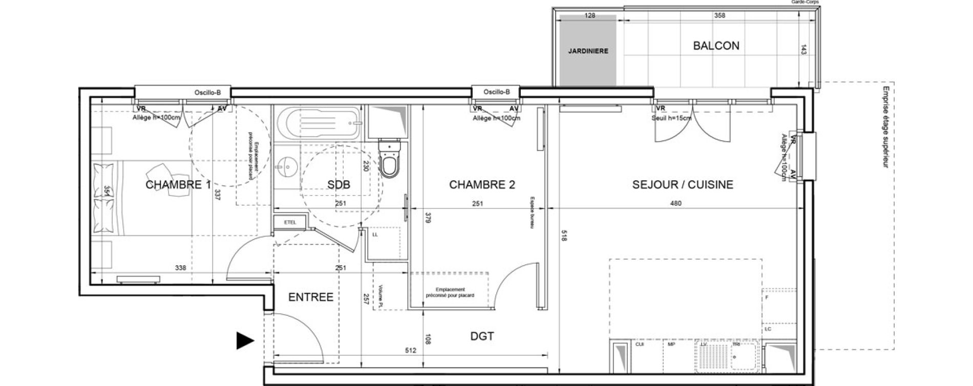 Appartement T3 de 57,97 m2 &agrave; Villeneuve-La-Garenne Boulevard gallieni