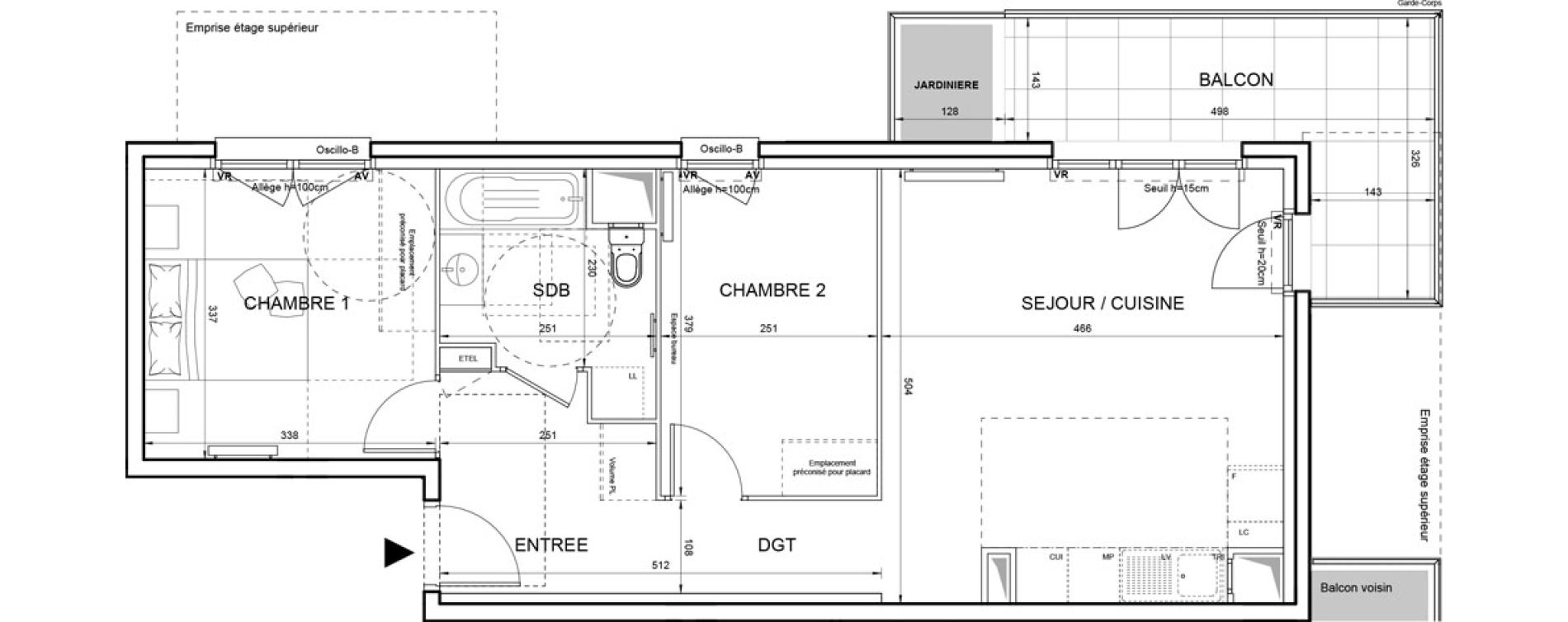 Appartement T3 de 57,97 m2 &agrave; Villeneuve-La-Garenne Boulevard gallieni