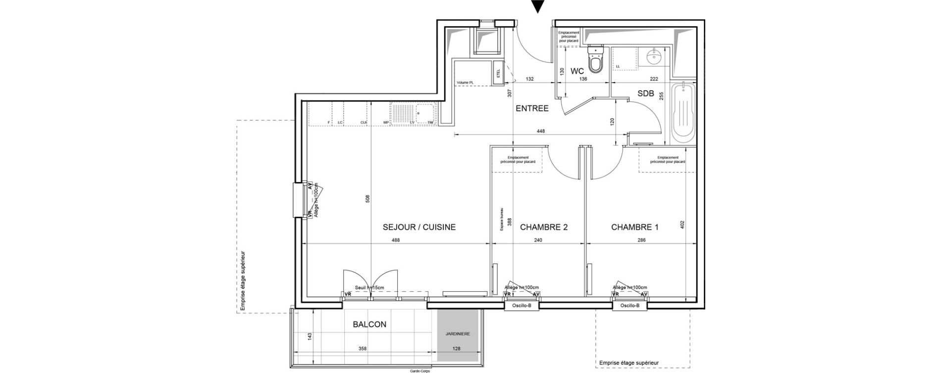 Appartement T3 de 58,61 m2 &agrave; Villeneuve-La-Garenne Boulevard gallieni