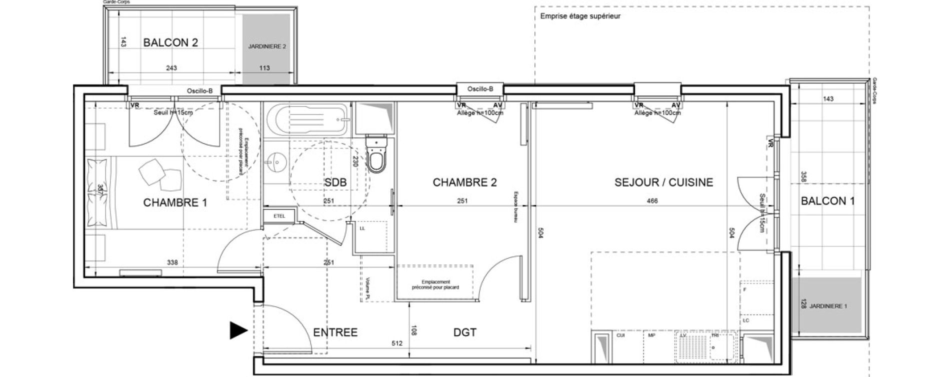 Appartement T3 de 57,97 m2 &agrave; Villeneuve-La-Garenne Boulevard gallieni