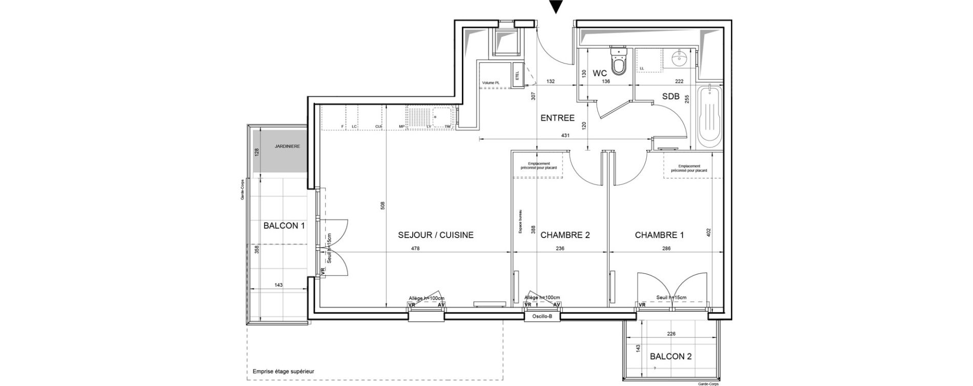 Appartement T3 de 58,01 m2 &agrave; Villeneuve-La-Garenne Boulevard gallieni