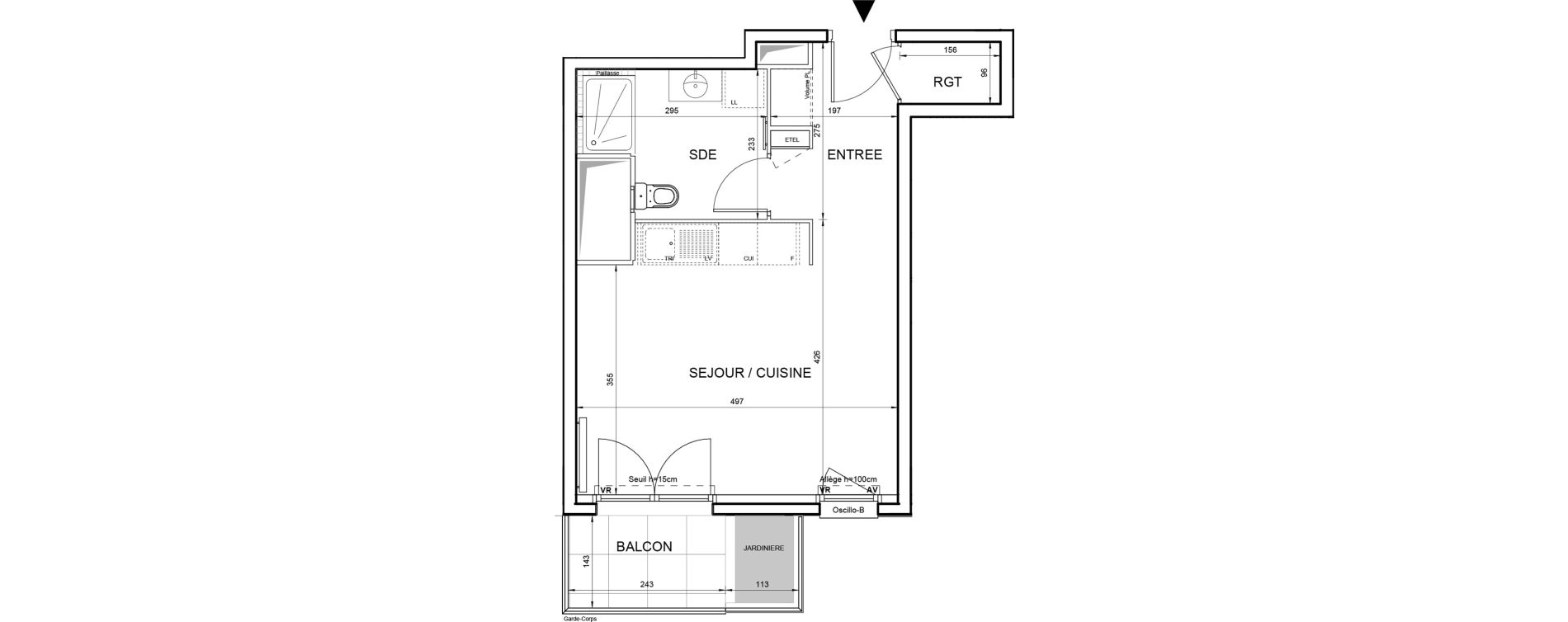 Appartement T1 de 32,72 m2 &agrave; Villeneuve-La-Garenne Boulevard gallieni