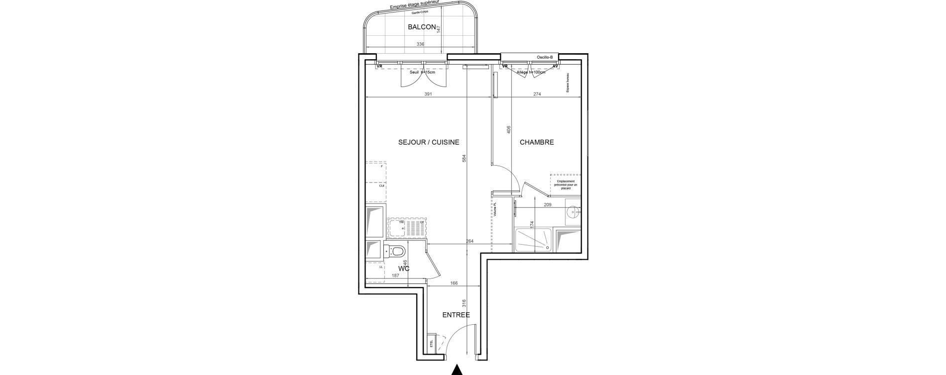 Appartement T2 de 43,66 m2 &agrave; Villeneuve-La-Garenne Boulevard gallieni