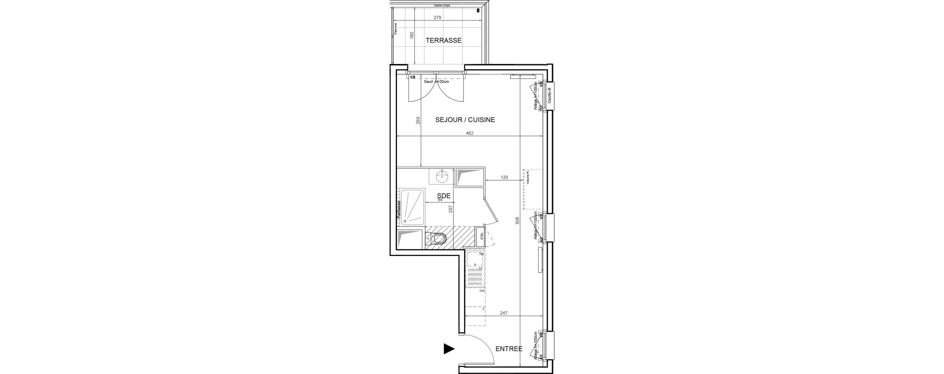 Appartement T1 de 34,14 m2 &agrave; Villeneuve-La-Garenne Boulevard gallieni