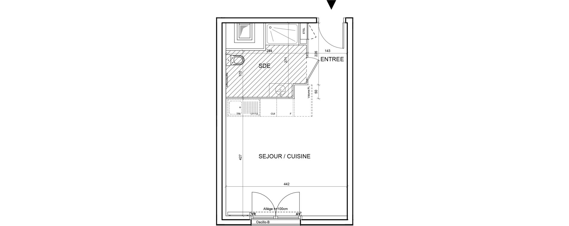 Appartement T1 de 29,13 m2 &agrave; Villeneuve-La-Garenne Boulevard gallieni