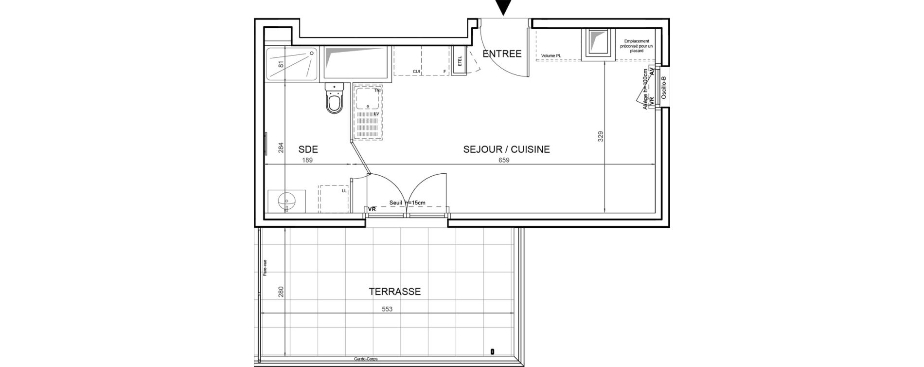 Appartement T1 de 30,50 m2 &agrave; Villeneuve-La-Garenne Boulevard gallieni