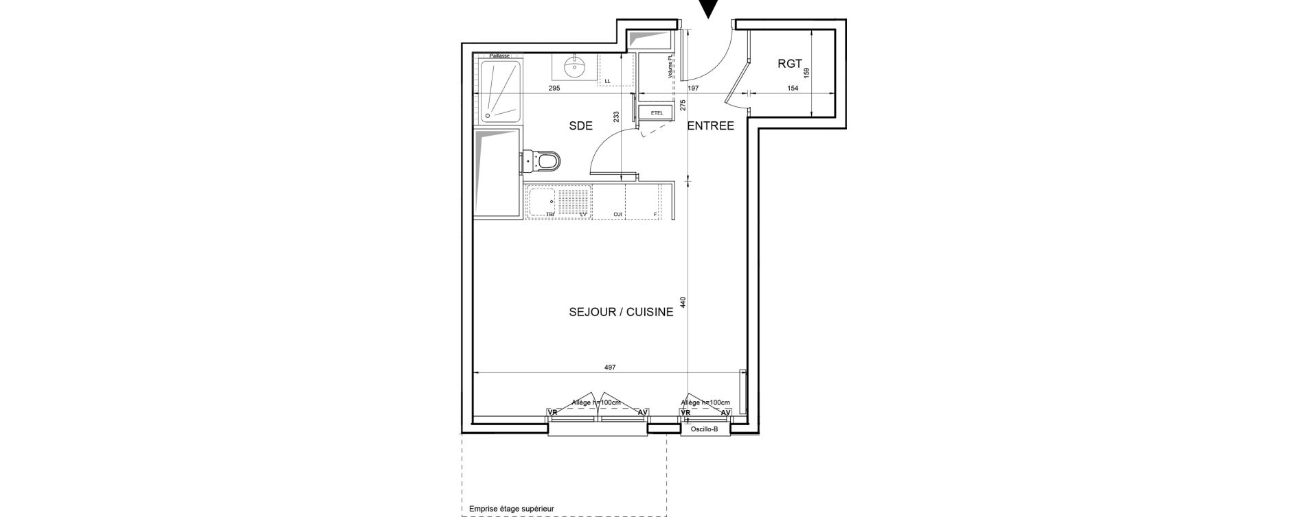 Studio de 33,62 m2 &agrave; Villeneuve-La-Garenne Boulevard gallieni