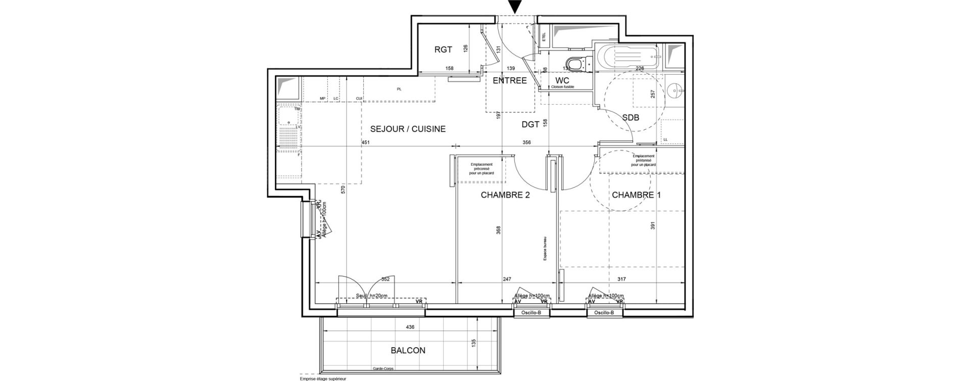 Appartement T3 de 60,49 m2 &agrave; Villeneuve-La-Garenne Boulevard gallieni