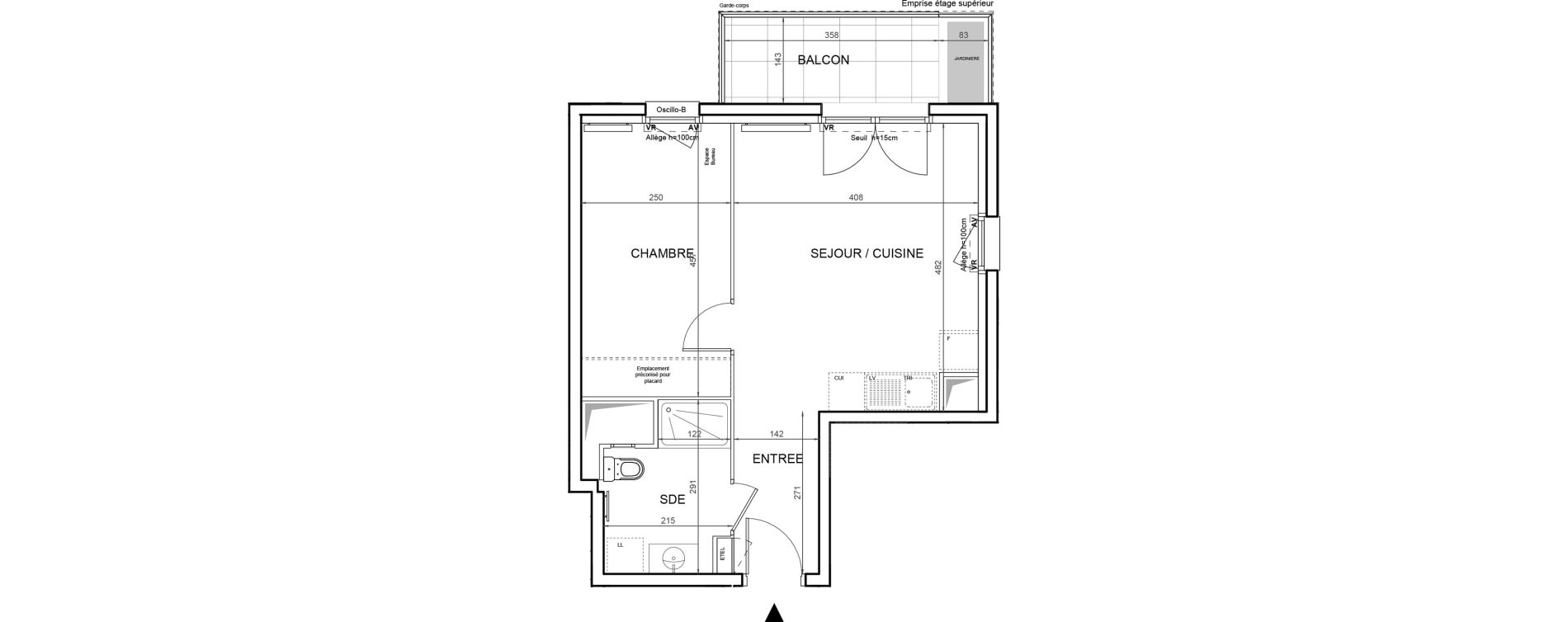 Appartement T2 de 39,81 m2 &agrave; Villeneuve-La-Garenne Boulevard gallieni