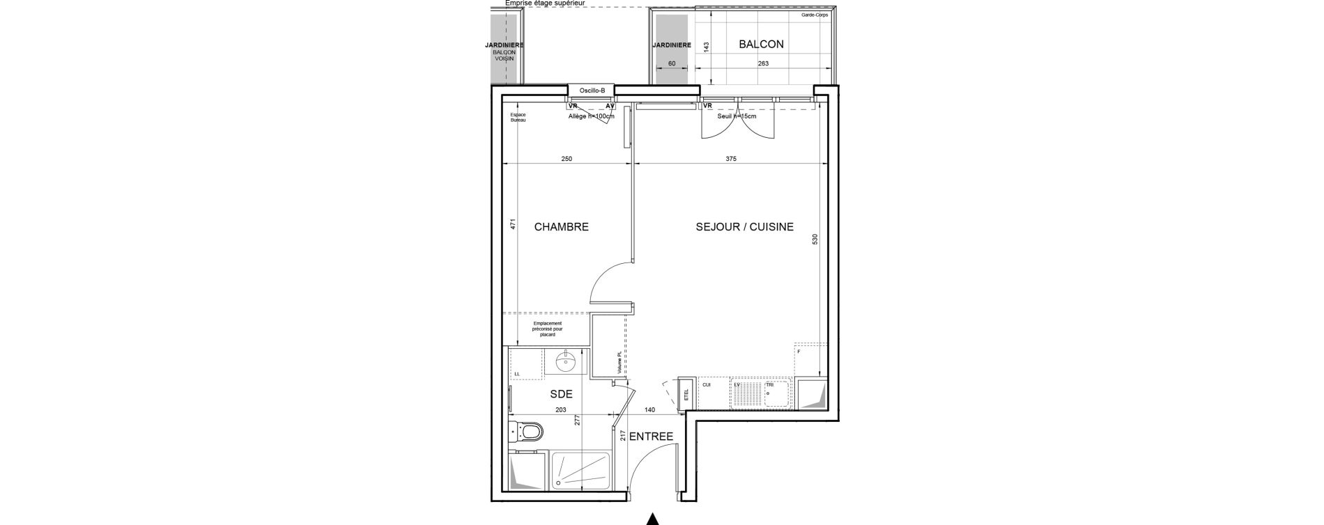 Appartement T2 de 40,94 m2 &agrave; Villeneuve-La-Garenne Boulevard gallieni