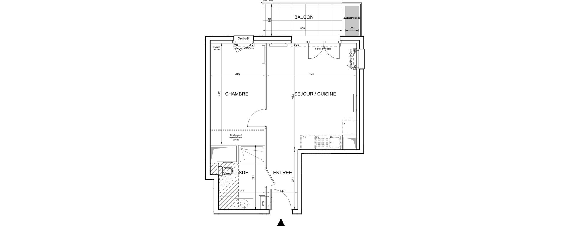 Appartement T2 de 39,83 m2 &agrave; Villeneuve-La-Garenne Boulevard gallieni