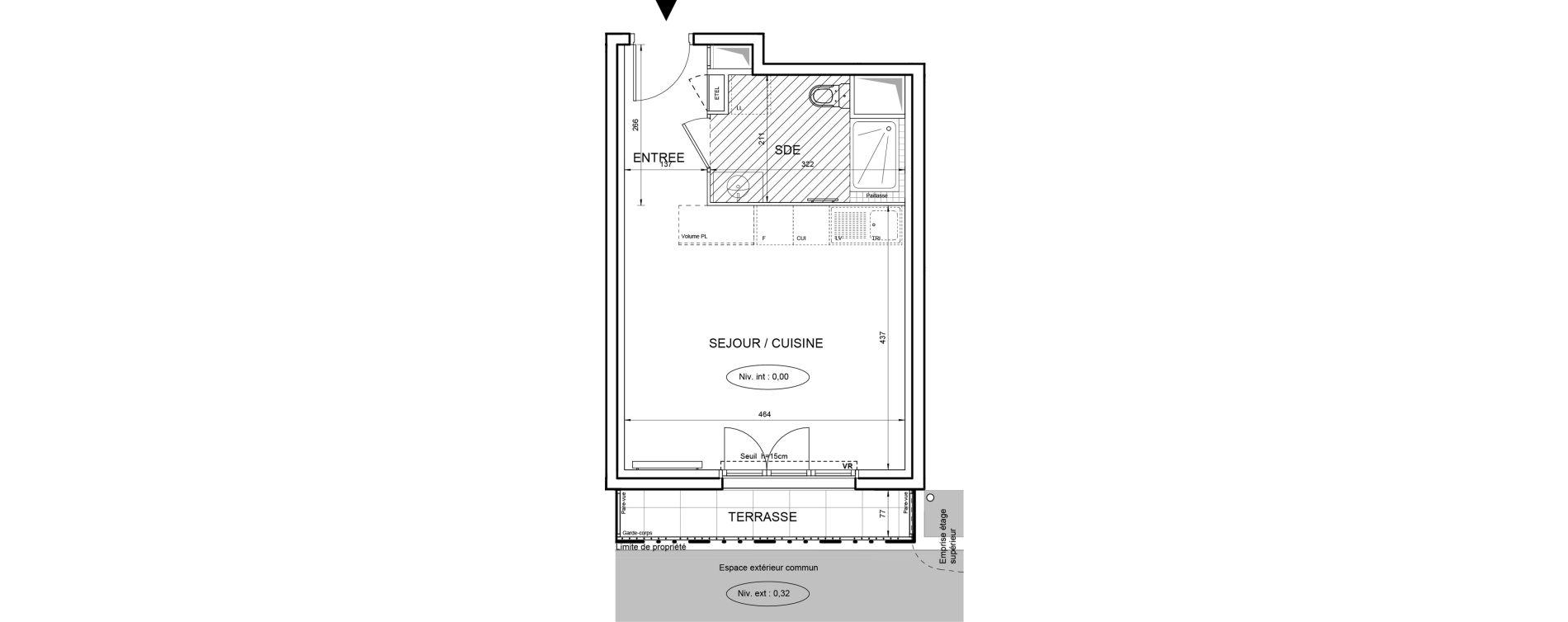 Appartement T1 de 31,41 m2 &agrave; Villeneuve-La-Garenne Boulevard gallieni