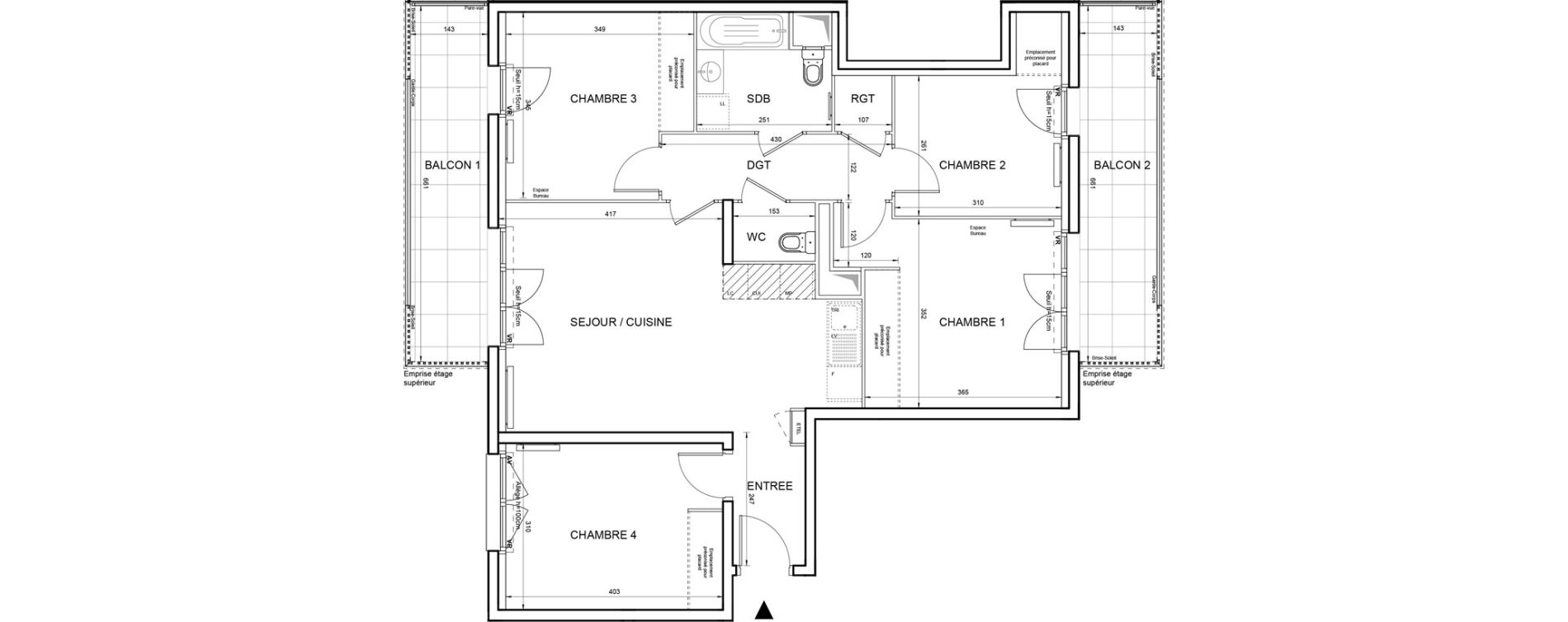 Appartement T5 de 86,89 m2 &agrave; Villeneuve-La-Garenne Boulevard gallieni