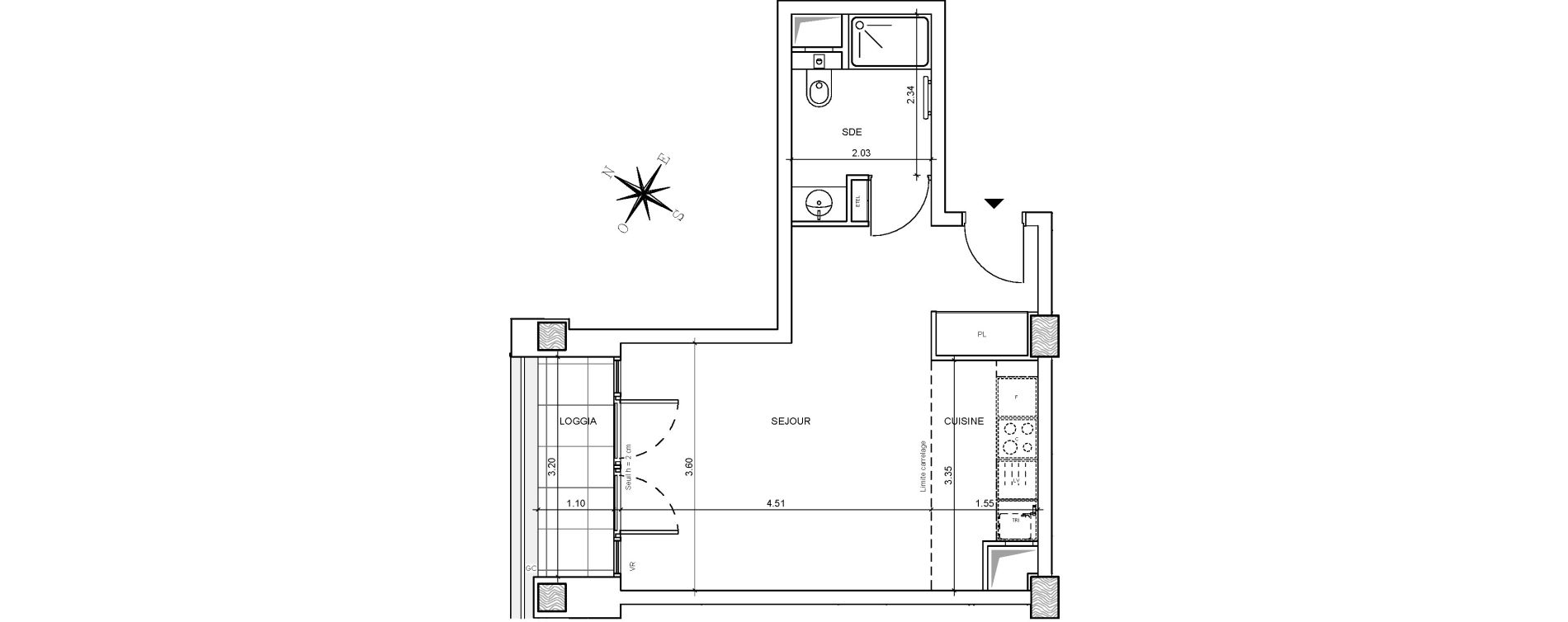 Appartement T1 de 32,60 m2 &agrave; Paris 