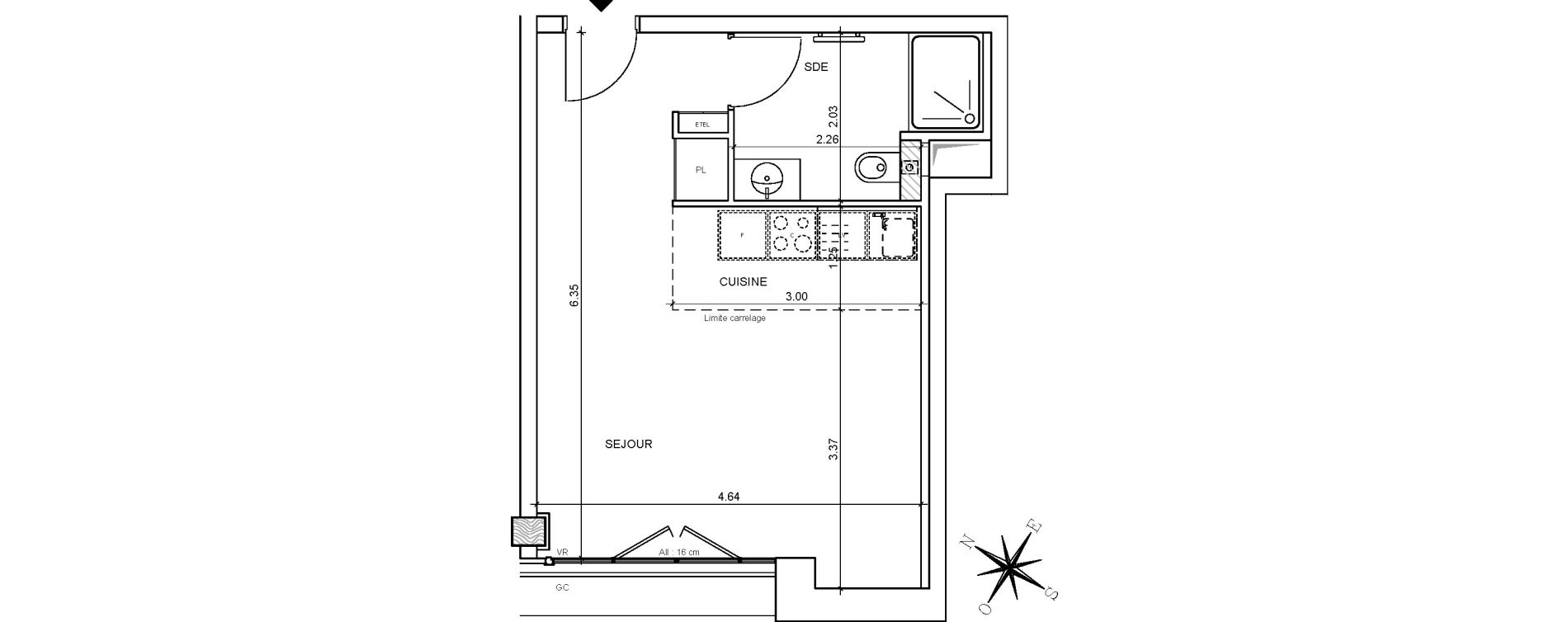 Appartement T1 de 30,30 m2 &agrave; Paris 
