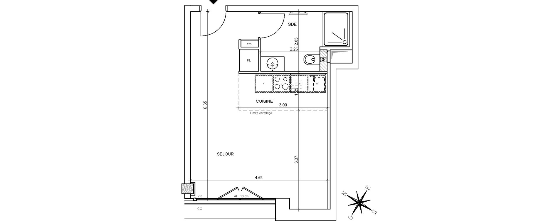 Appartement T1 de 30,30 m2 &agrave; Paris 