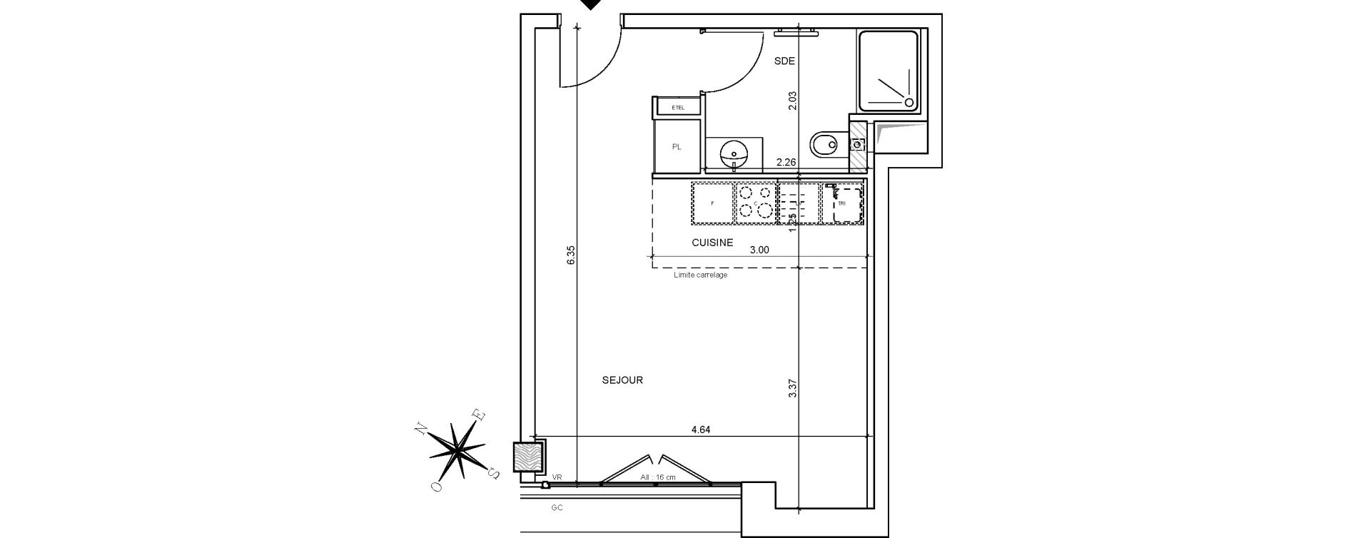 Appartement T1 de 30,30 m2 &agrave; Paris 