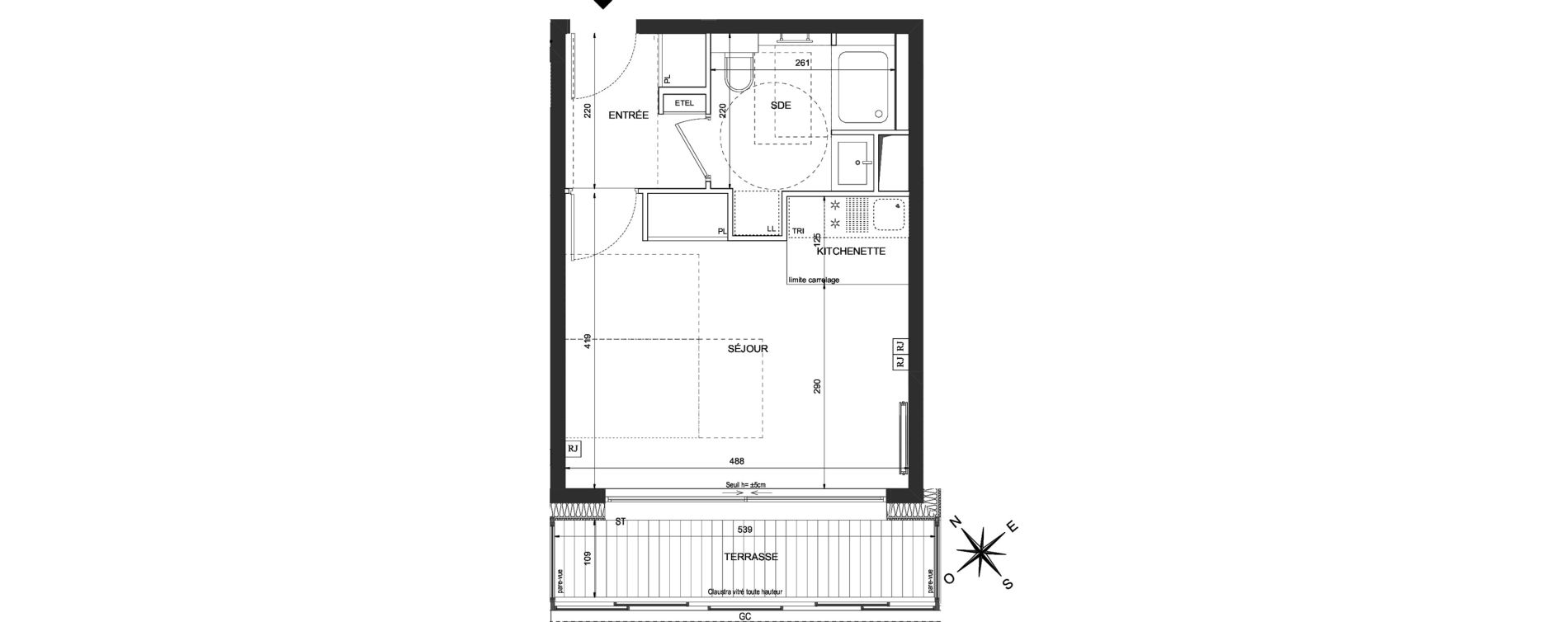 Appartement T1 de 30,04 m2 &agrave; Paris 