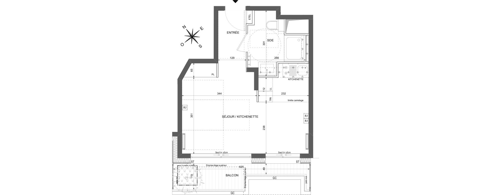 Appartement T1 de 31,78 m2 &agrave; Paris 