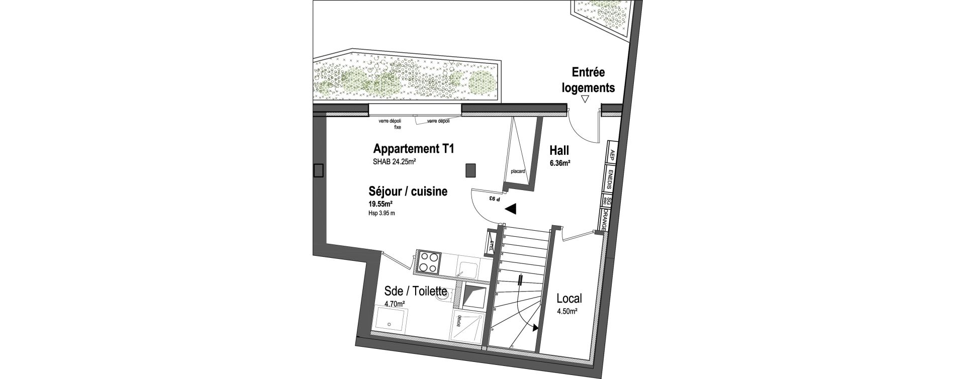 Appartement T1 de 24,25 m2 &agrave; Paris 