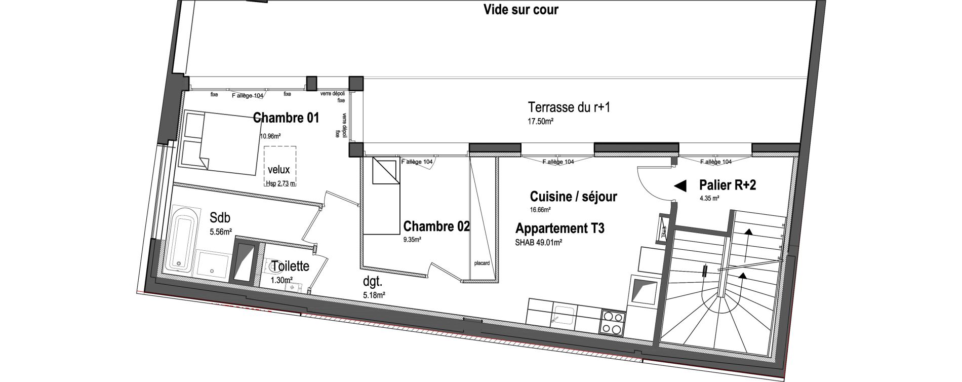 Appartement T3 de 49,01 m2 &agrave; Paris 