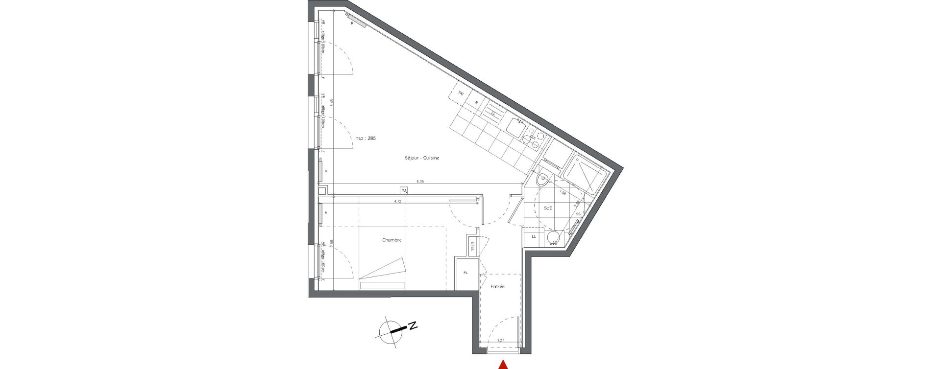 Appartement T2 de 48,92 m2 &agrave; Paris 