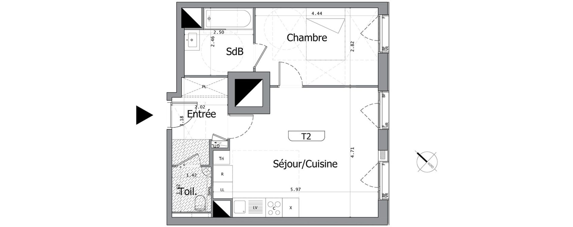 Appartement T2 de 50,46 m2 &agrave; Paris 
