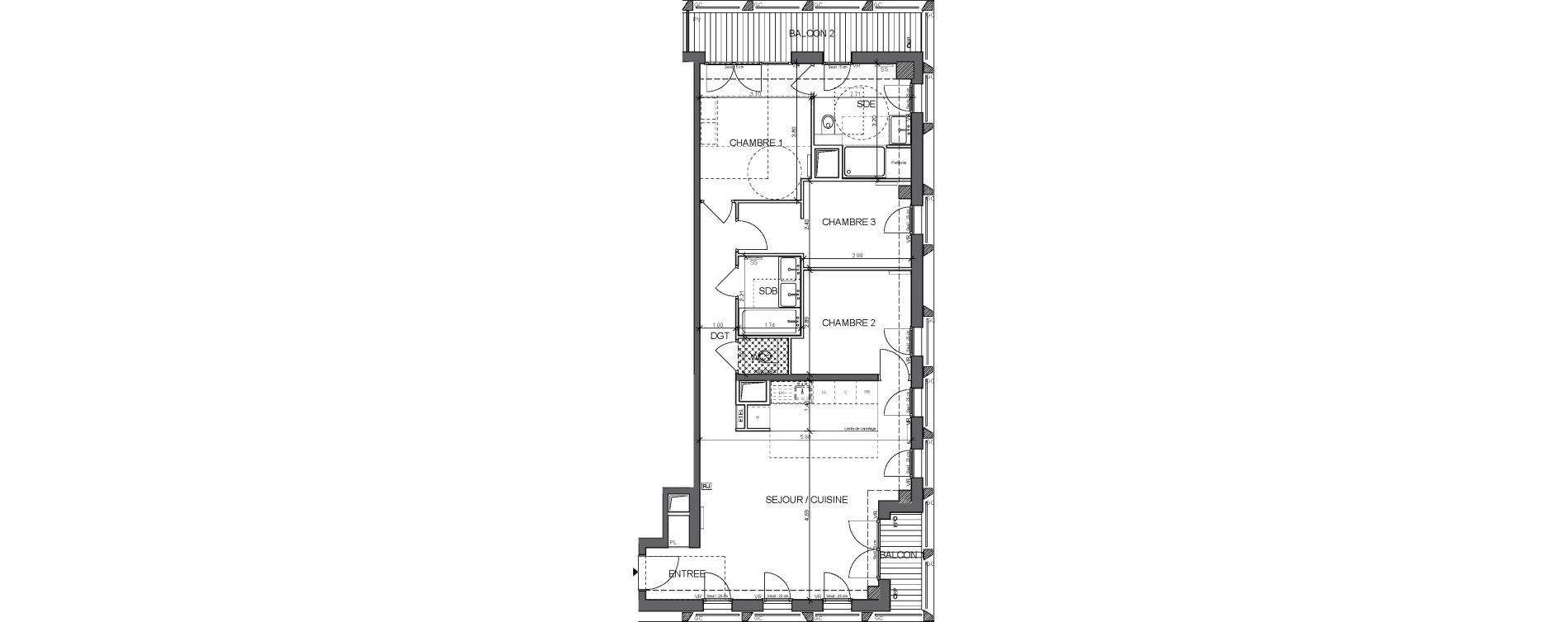 Appartement T4 de 82,90 m2 &agrave; Paris 
