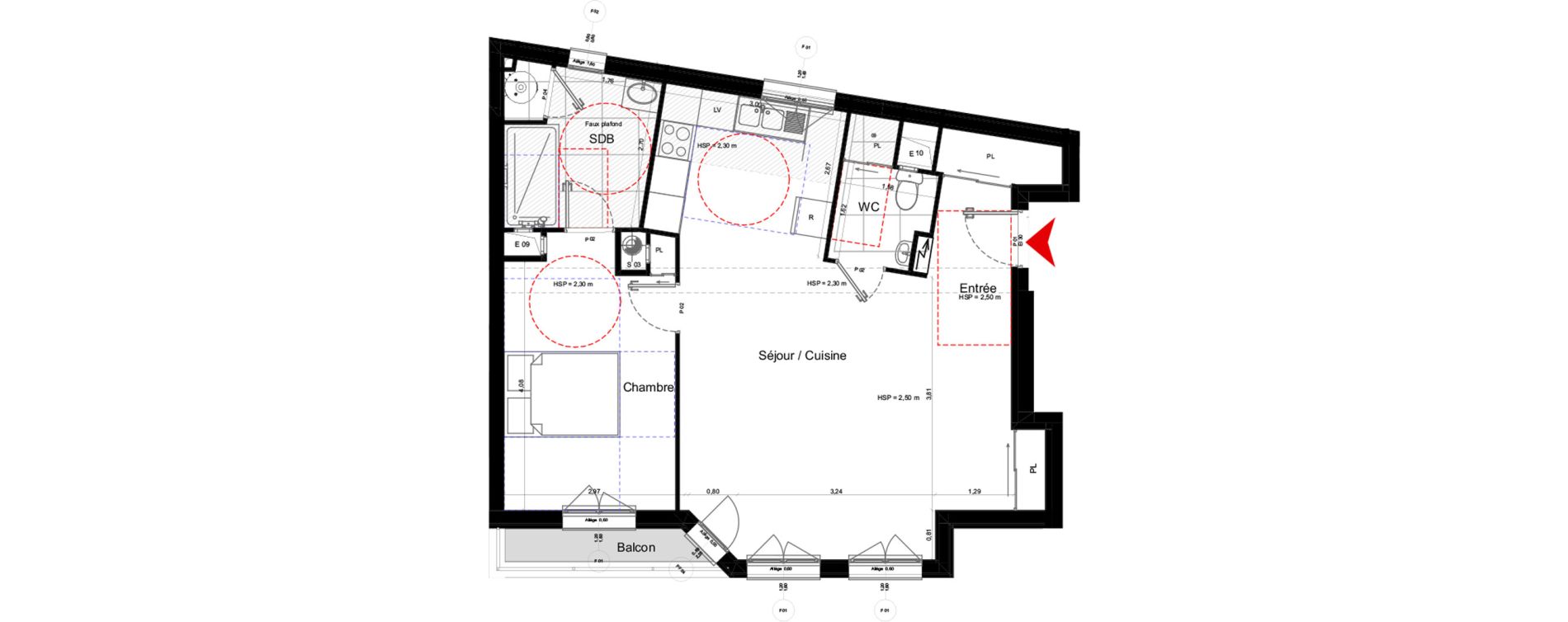 Appartement T2 de 57,89 m2 &agrave; Paris 