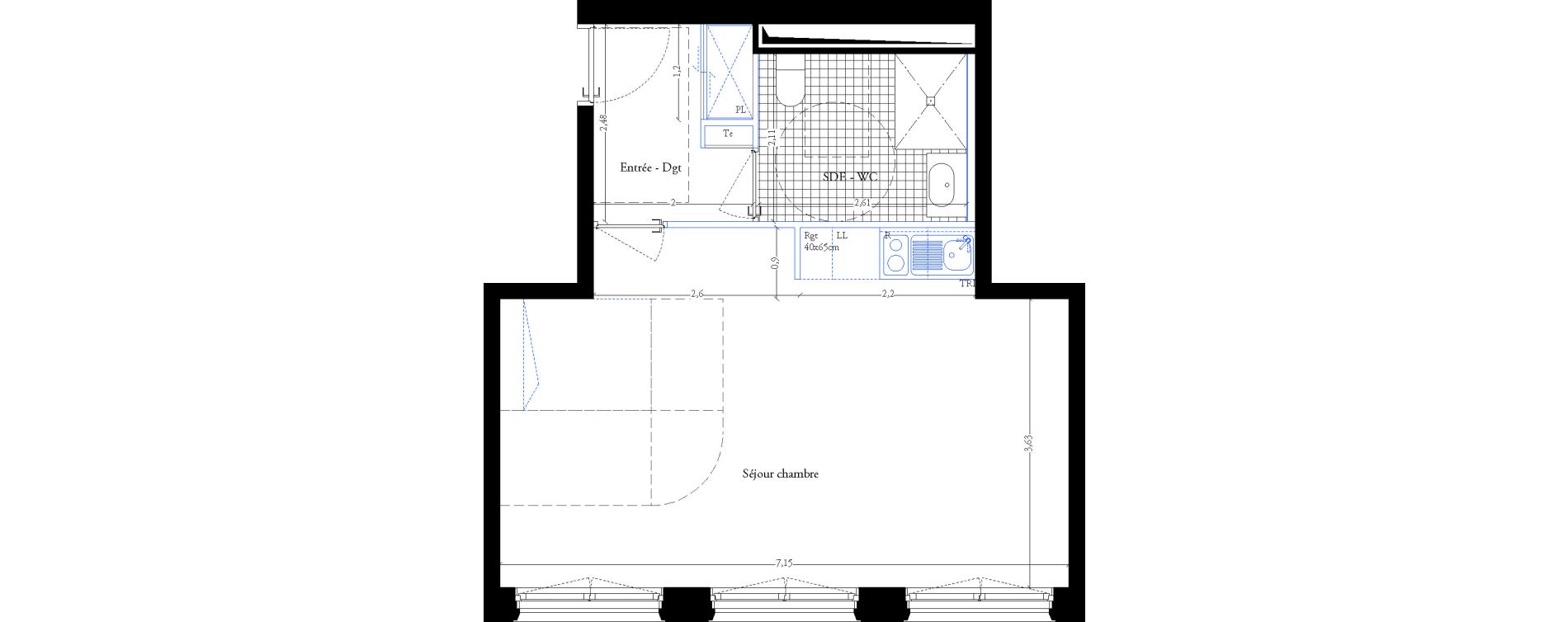 Appartement T1 de 40,40 m2 &agrave; Paris 