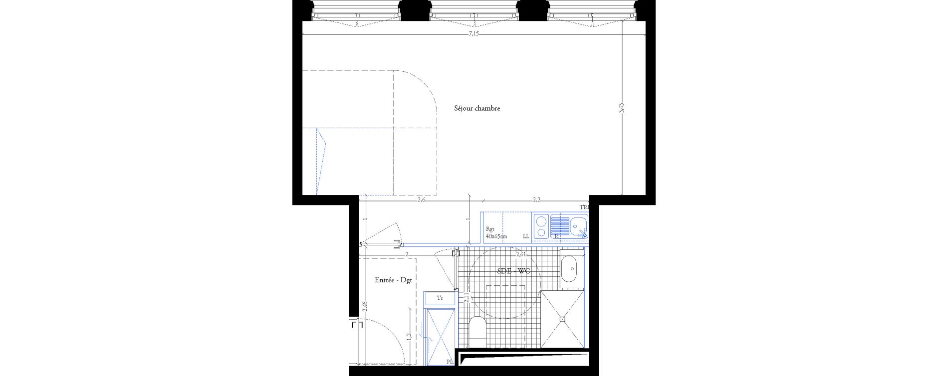 Appartement T1 de 40,90 m2 &agrave; Paris 