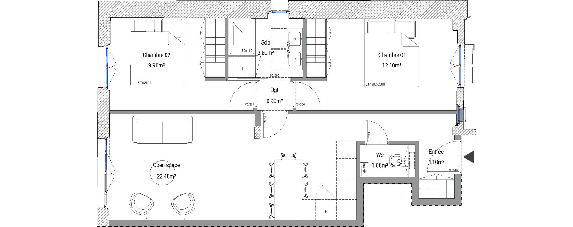 Appartement T3 De 54 70m2 3eme Etage No Paris Bellevue Paris Ref 170