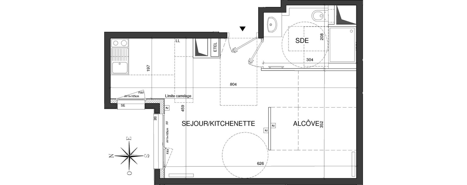 Appartement T1 de 33,77 m2 &agrave; Paris 