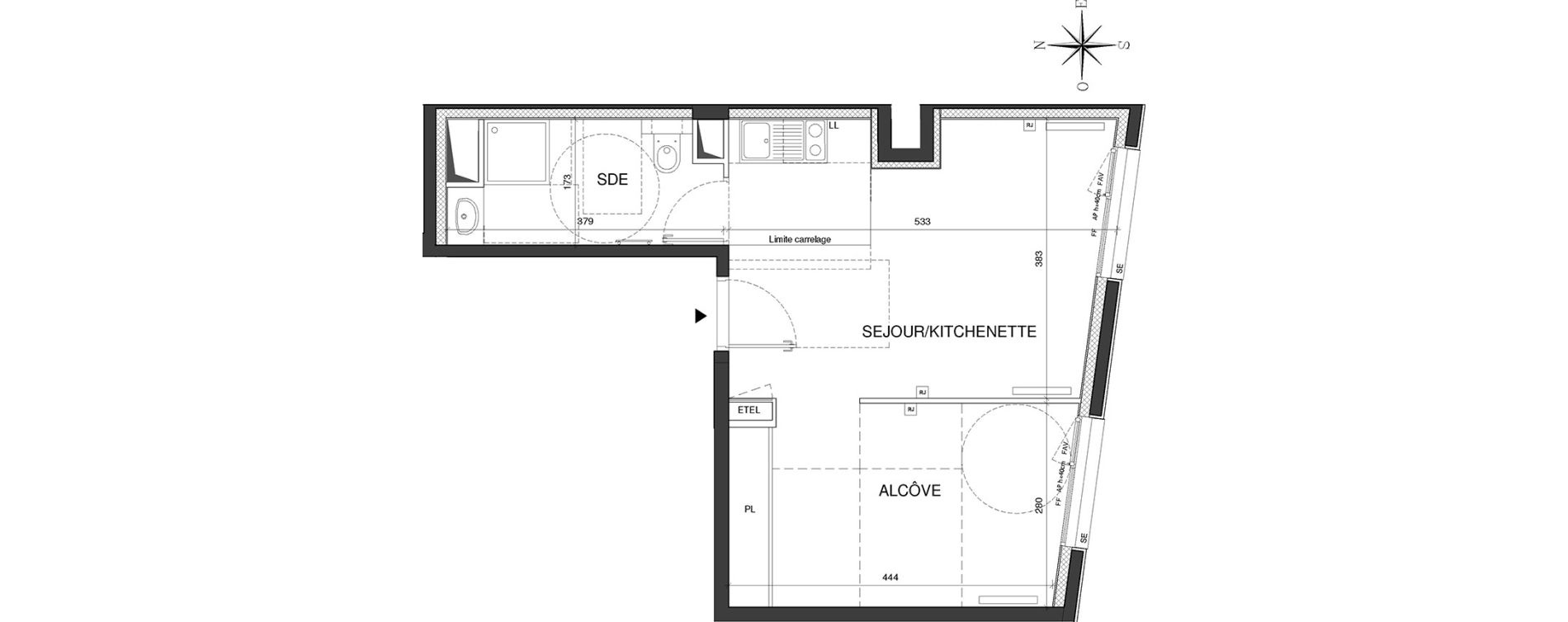 Appartement T1 de 37,47 m2 &agrave; Paris 