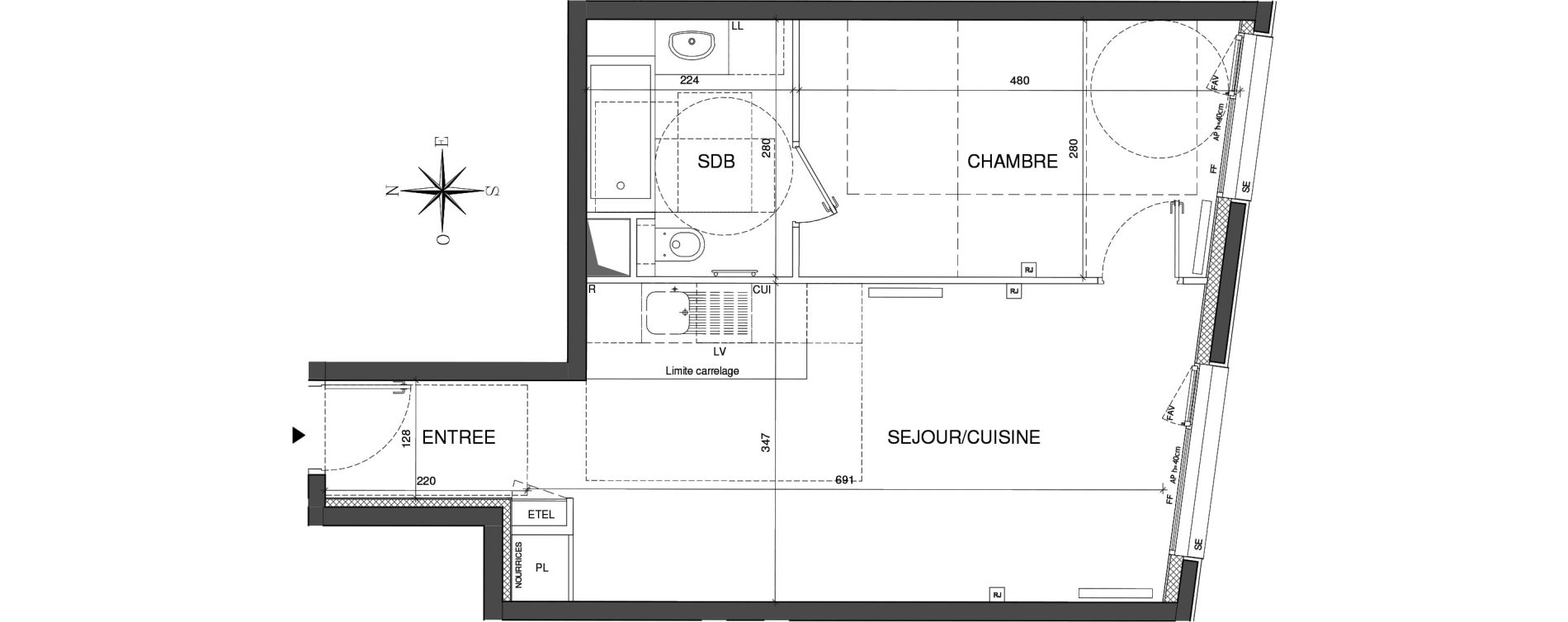 Appartement T2 de 45,61 m2 &agrave; Paris 