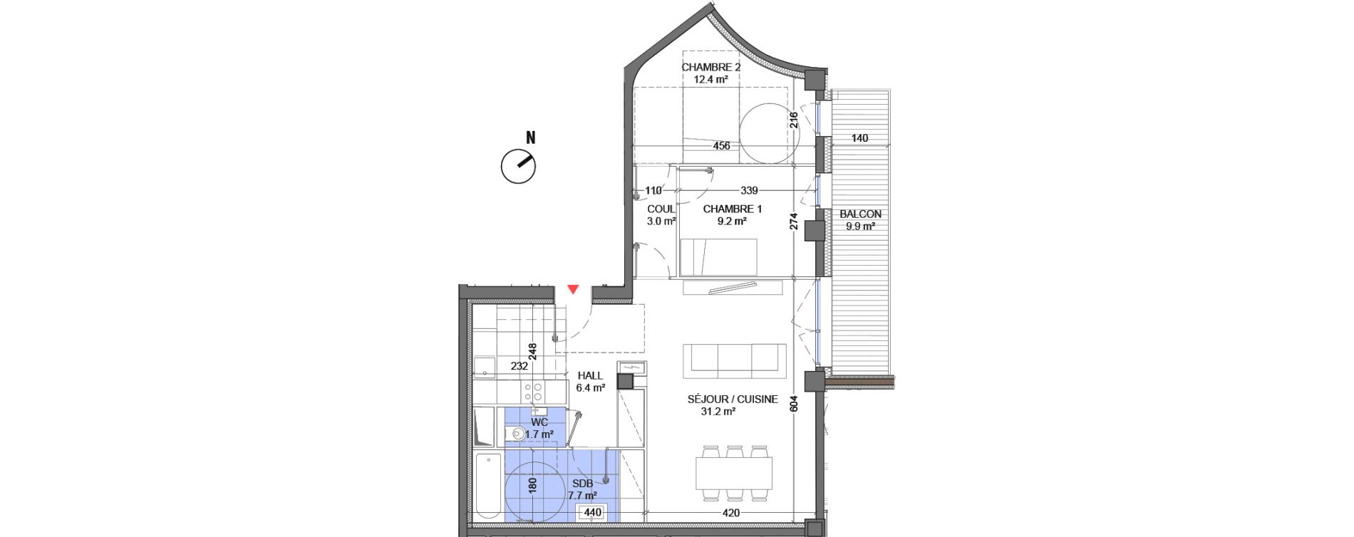 Appartement T3 de 71,60 m2 &agrave; Paris 