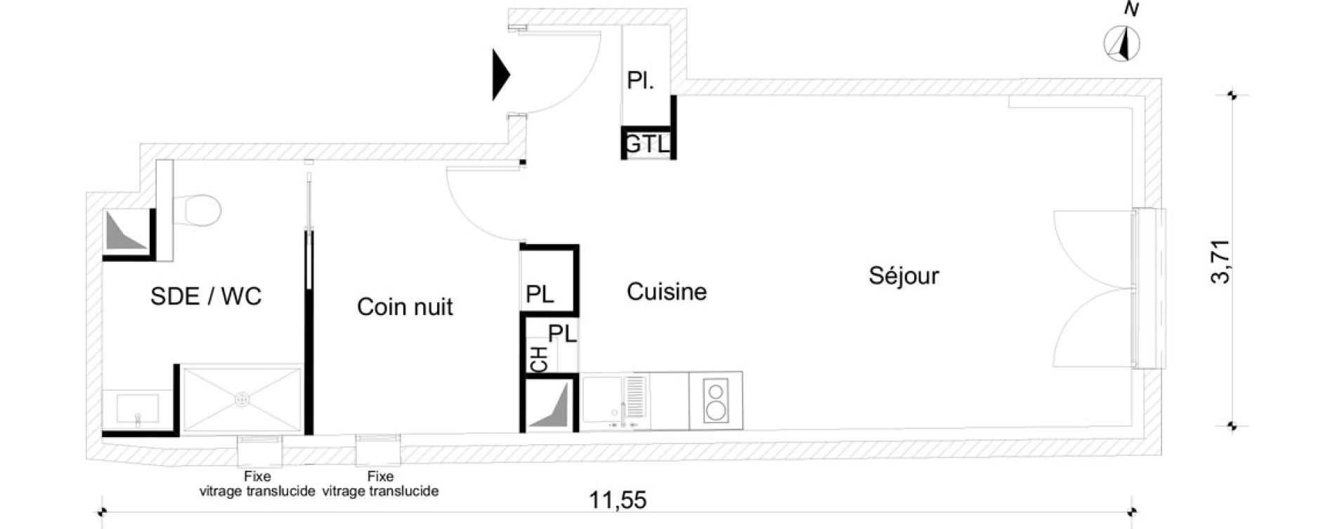 Appartement T1 bis de 39,35 m2 à Paris 