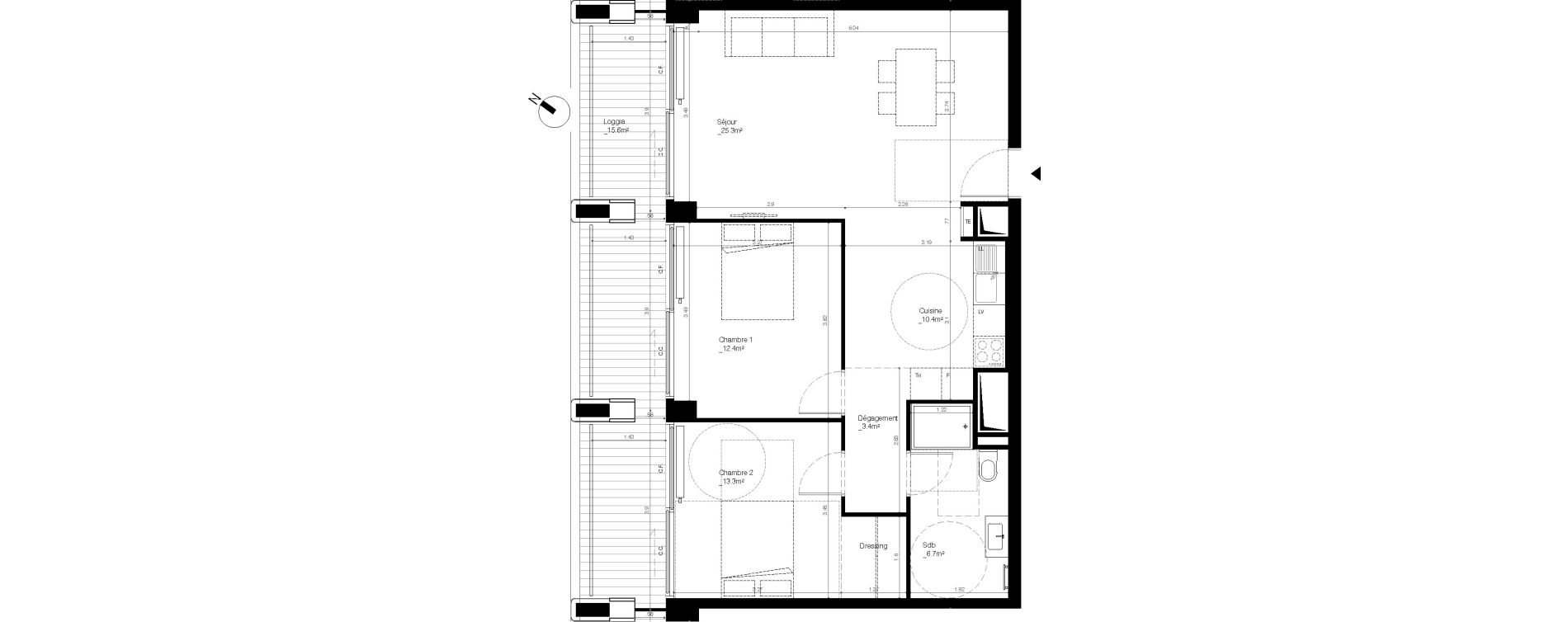 Appartement T3 de 71,50 m2 &agrave; Paris 