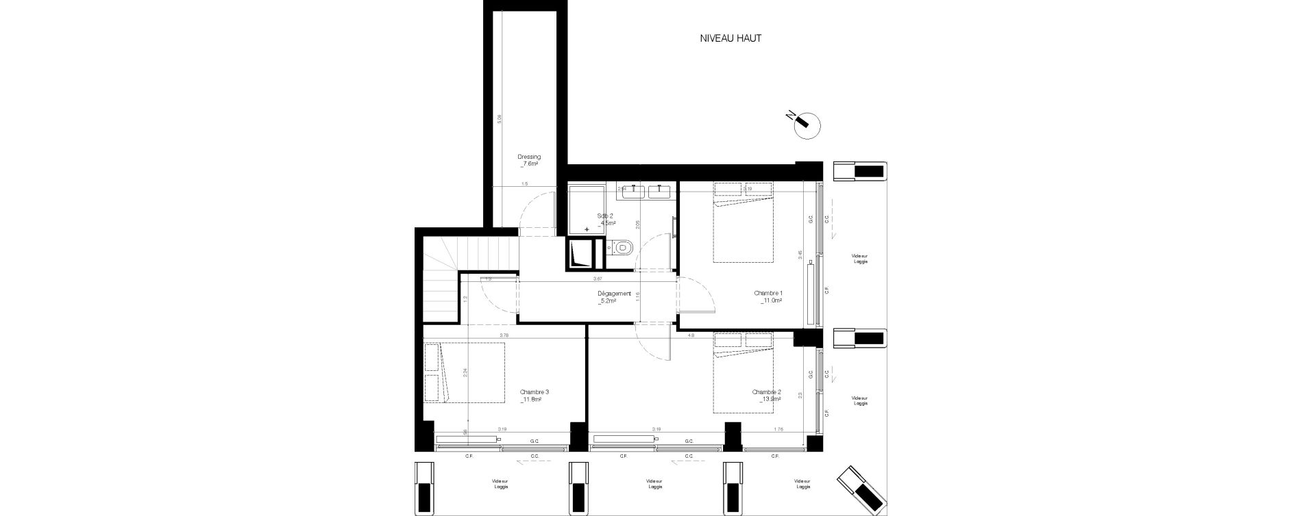 Duplex T4 de 100,90 m2 &agrave; Paris 