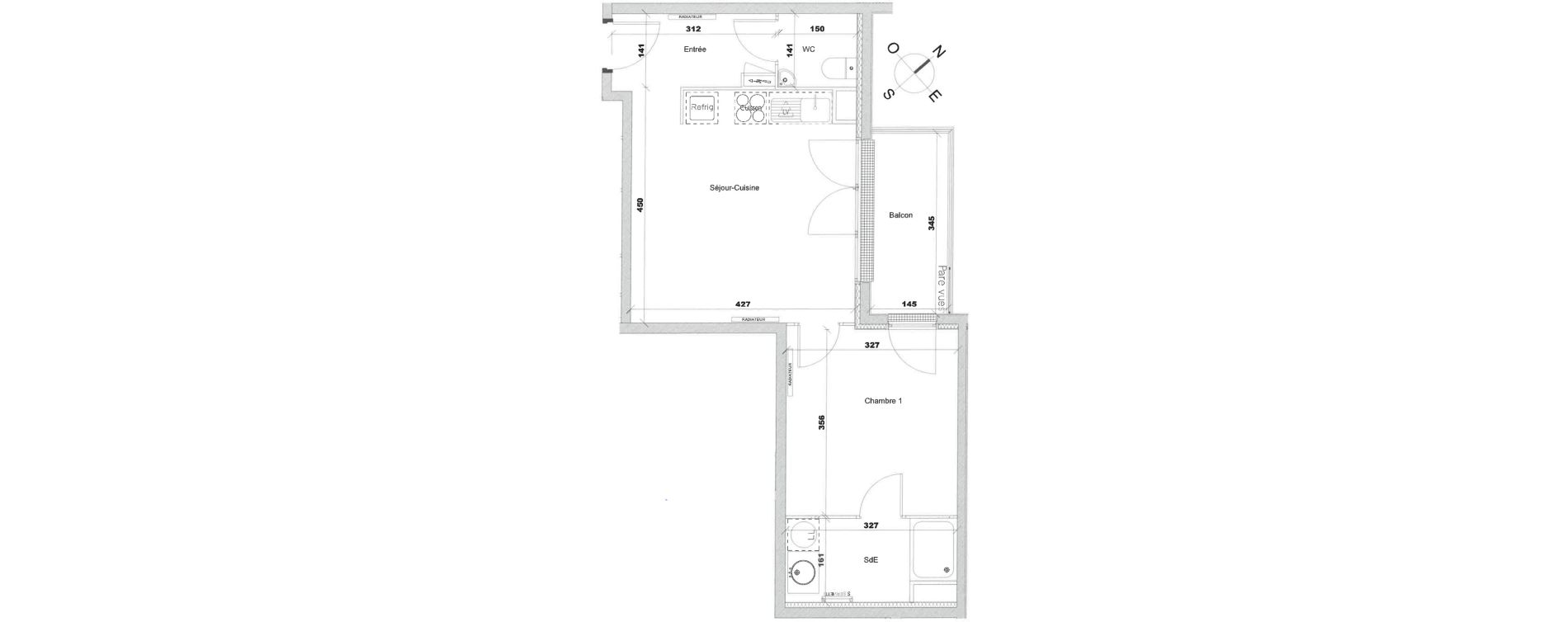 Appartement T2 de 41,65 m2 &agrave; Avon Centre