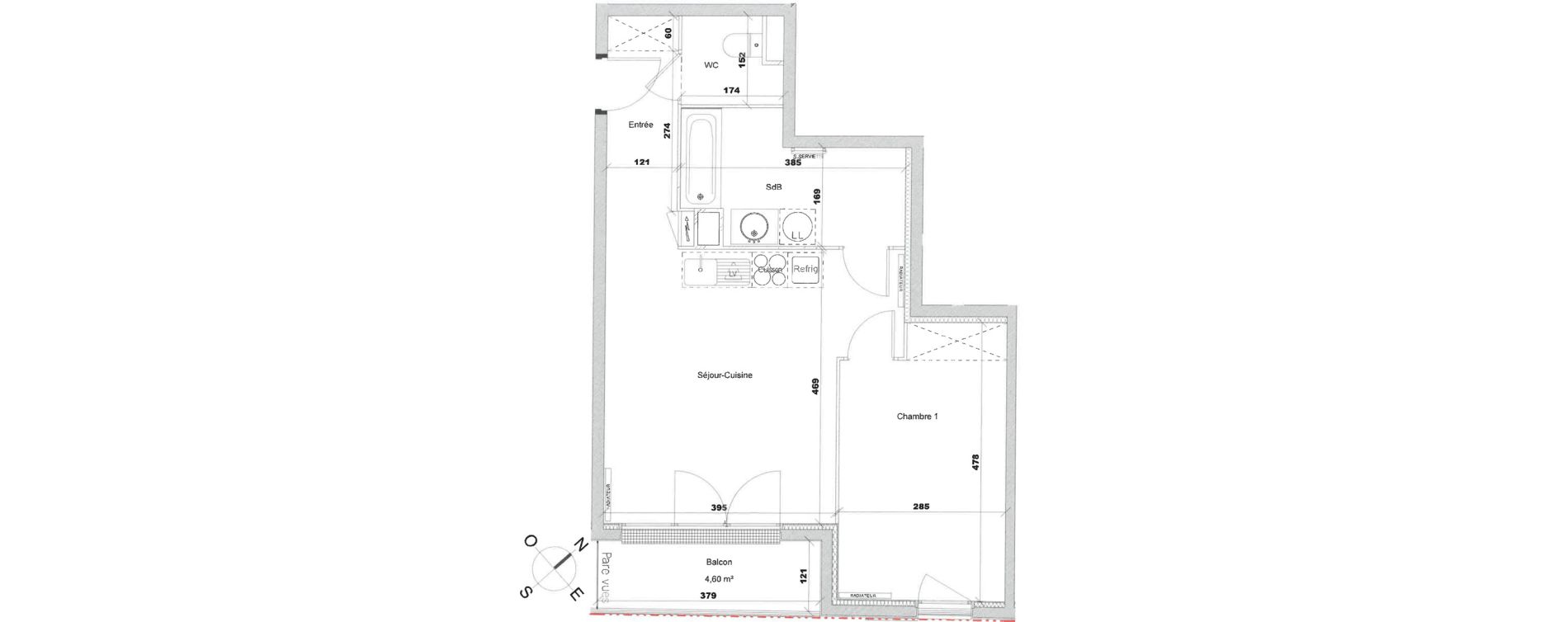 Appartement T2 de 47,80 m2 &agrave; Avon Centre