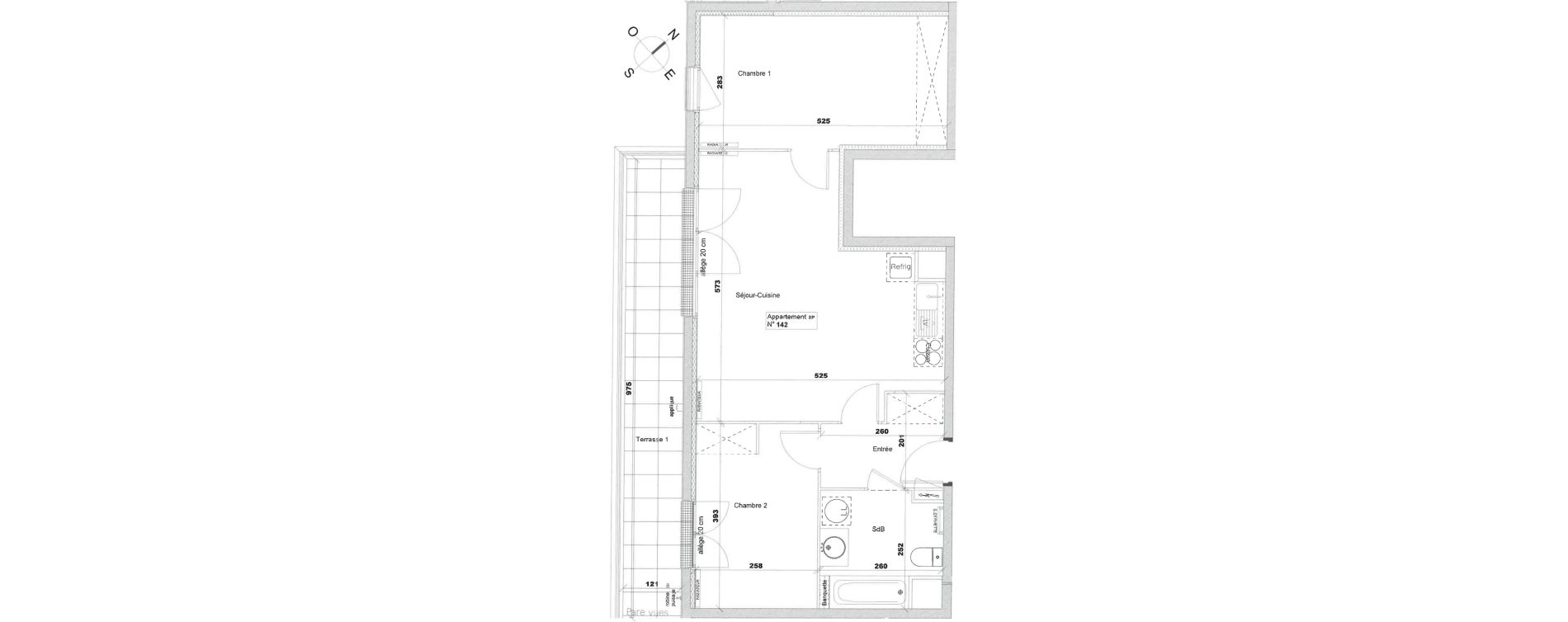 Appartement T3 de 58,95 m2 &agrave; Avon Centre
