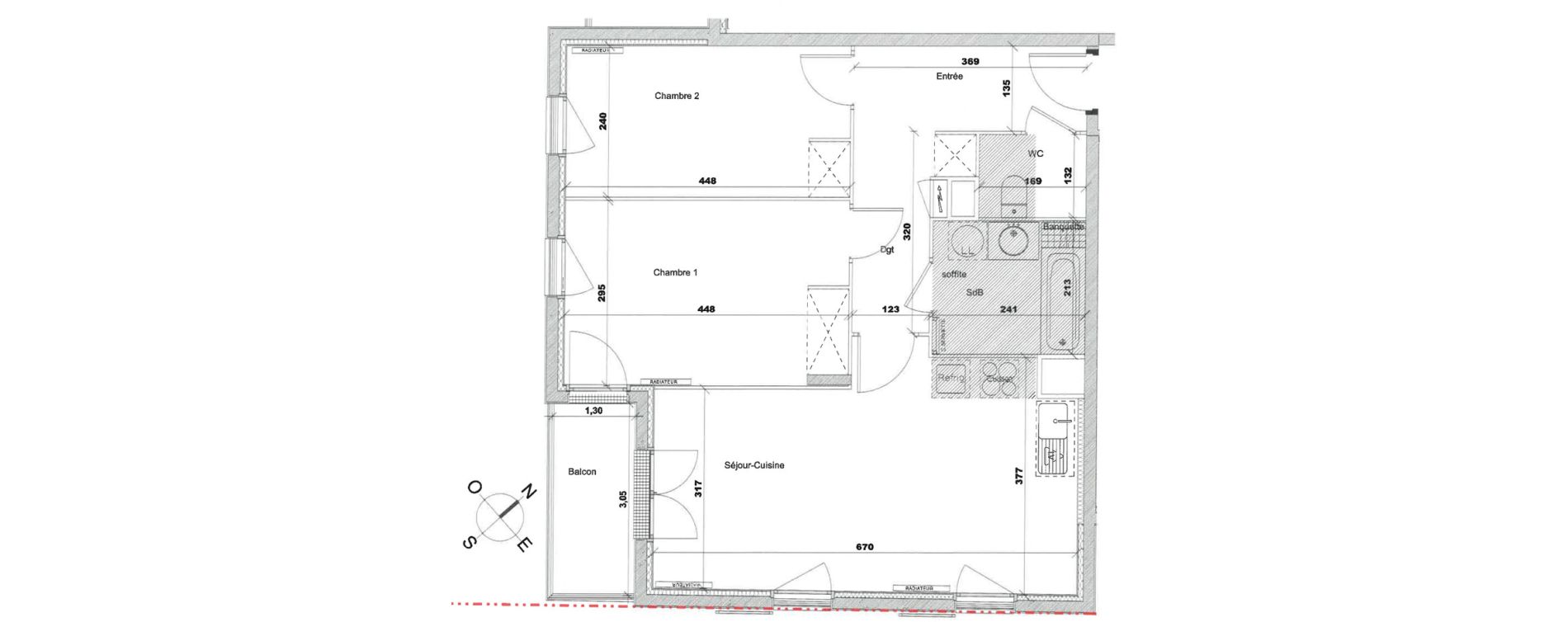 Appartement T3 de 63,80 m2 &agrave; Avon Centre